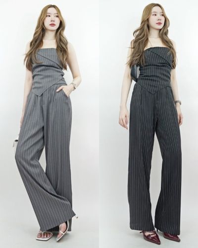 PECAN PINSTRIPE TUBE & PANTS SET