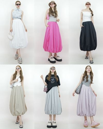 NYLON BALLOON MIDI SKIRT