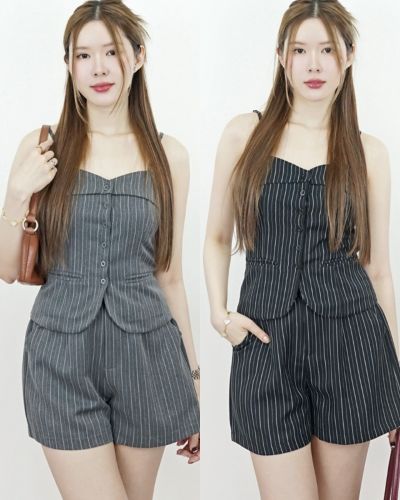 TONIC PINSTRIPE SINGLET & SHORTS SET