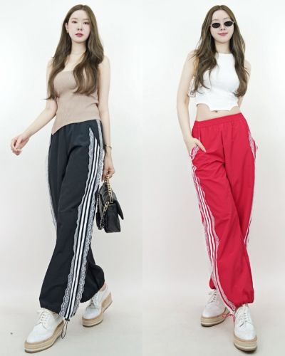 LACE RIBBON TRACK PANTS