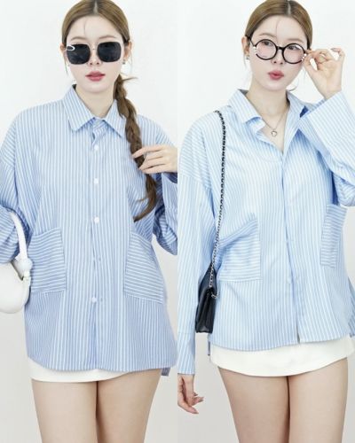 STRIPE POCKET OVERSIZED SHIRT