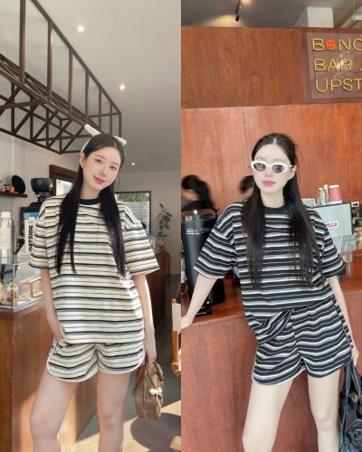 KAYCE STRIPE TOP & SHORTS SET