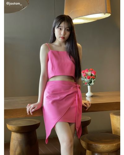 MARGARITA CROP SINGLET & SKIRT SET-PINK