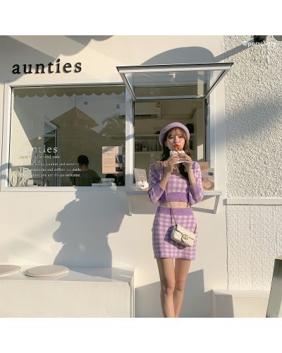 PASTEL CHECKERED KNIT SET