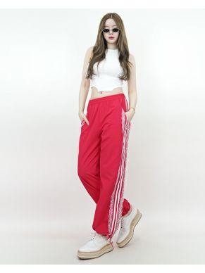LACE RIBBON TRACK PANTS-RED