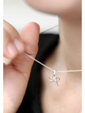 SILVER BOW NECKLACE